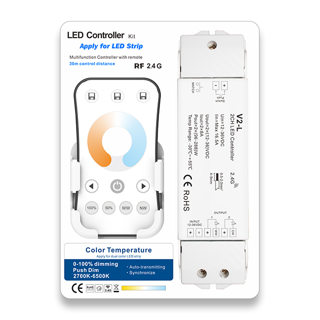 8A*2CH Color Temperature LED Controller Kit V2-L+R7-1